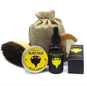 Mens Beard Kit - 30ml Oil, 30g Balm, Boar Bristle Brush & Comb with Canvas Tote for Healthy, Styled Beards