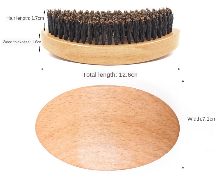 Men Beard Brush Beech Wood Boar Bristles Ergonomic Grip Deep Cleansing 2cm Bristle Length