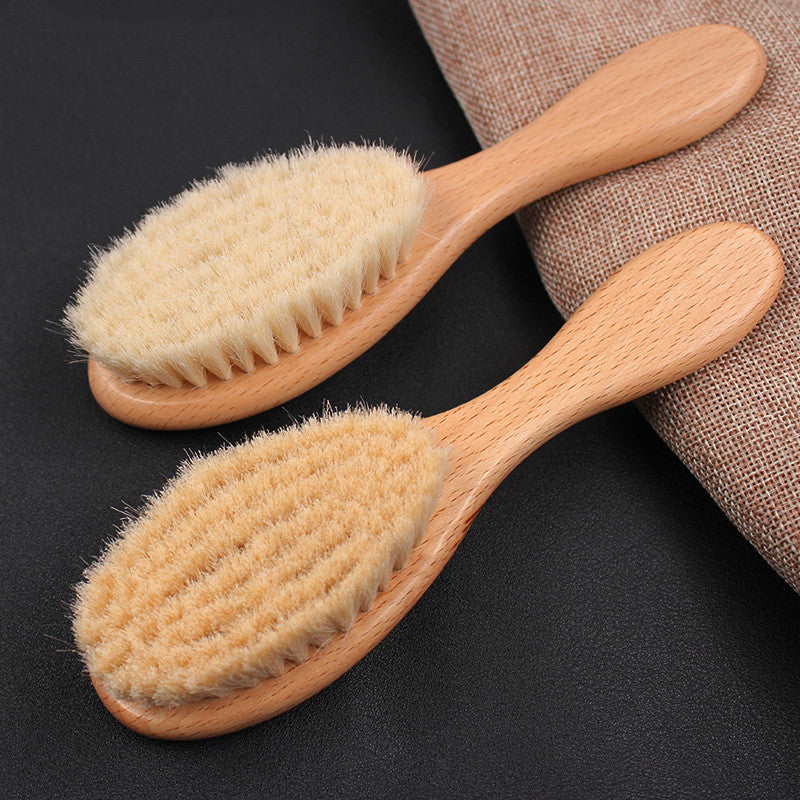 Men Oil Head Beard Brush 8.7cm Wool Bristles Beech Handle Lightweight 53g for Styling and Cleaning