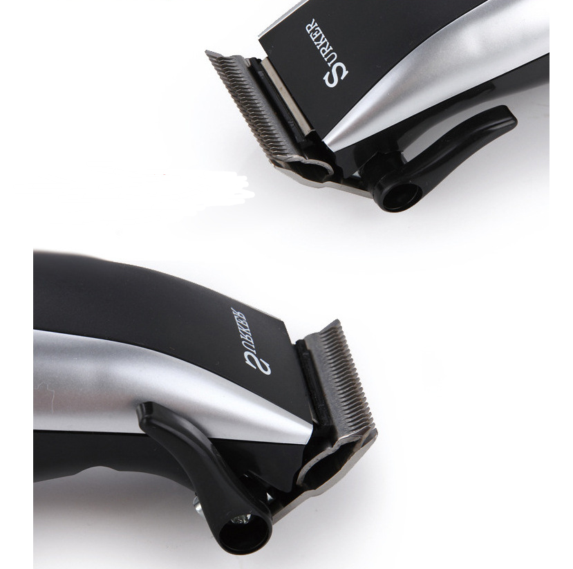 Electric Hair Clipper 12W Metal Body Ceramic Blade Adjustable Length EU Plug Black