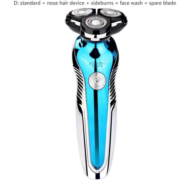 Washable Electric Shaver 3W Rotary 3 Head USB Rechargeable 8h Charge Wet Dry Body Wash Clean with Nose Trimmer Sideburns and Spare Blade Options
