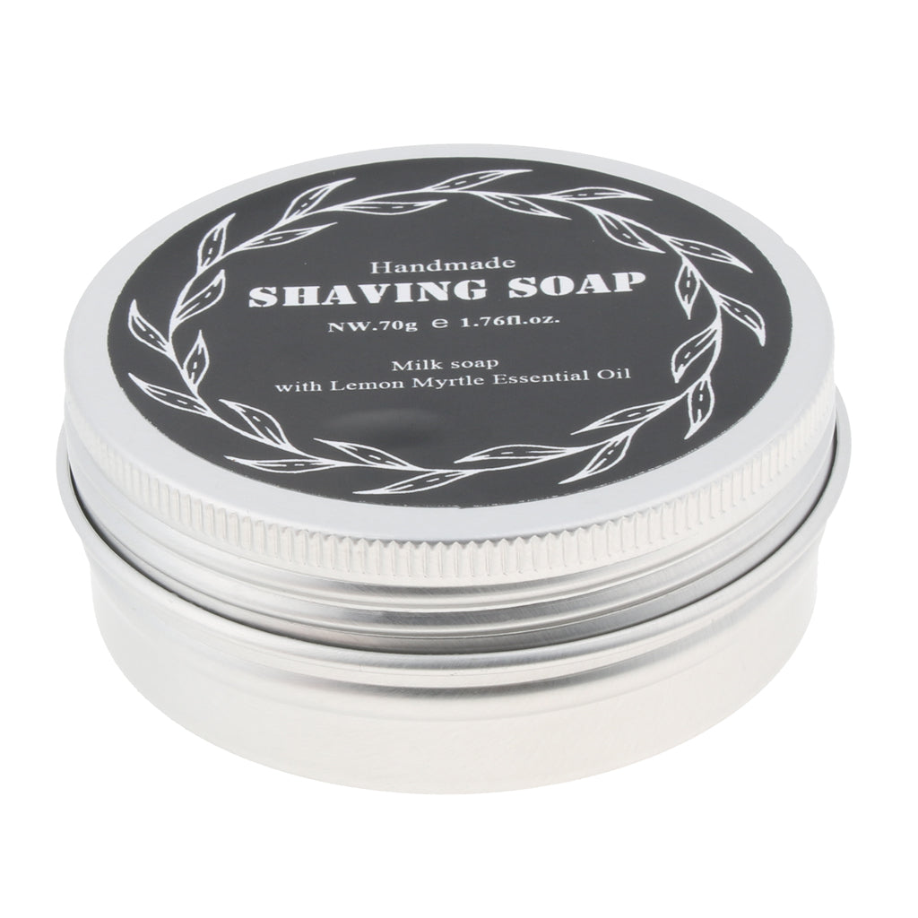 Handmade Shaving Soap Lemon Myrtle Scent Rich Lather Moisturizing Beard Cream for Smooth Comfortable Shaves