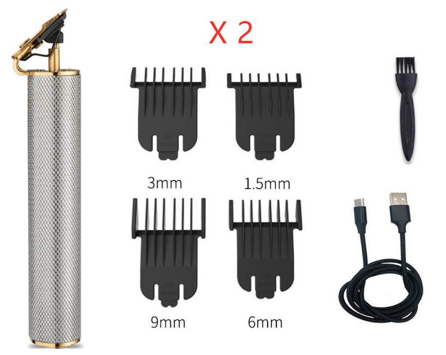 Longfeng Professional Hair Clipper Titanium Ceramic Blade USB Rechargeable 5W 120 Min Runtime with Guards and Accessories