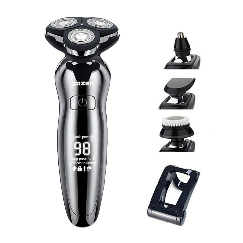 Smart Electric Shaver Digital - 3-Head Rotary Waterproof Rechargeable 5W 1hr
