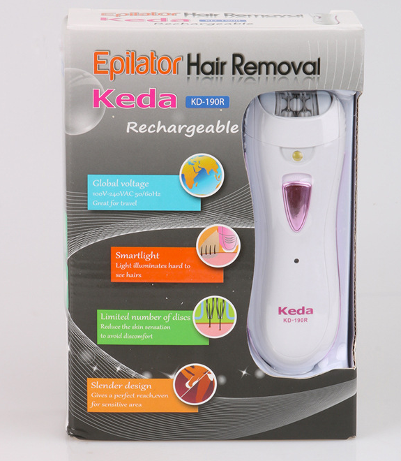 Mini Electric Hair Epilator - Rechargeable Hair Removal Device LED Light 90min