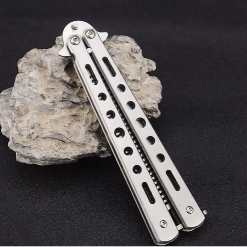 Outdoor Camping Practice Comb Stainless Steel Folding Butterfly Comb