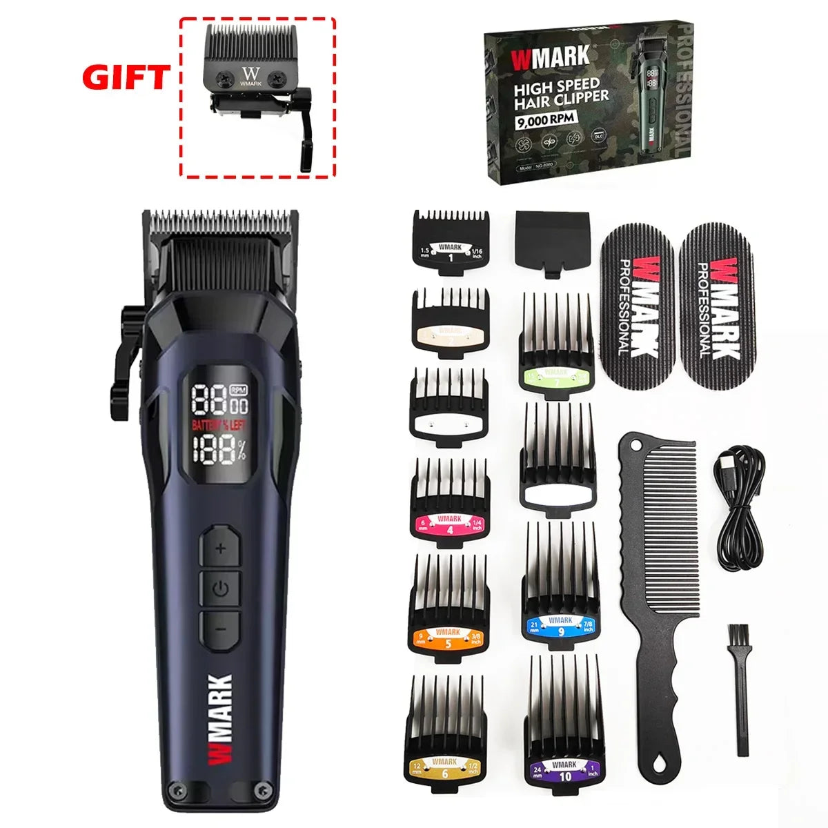 9000RPM NG-8080 Professional Hair Clipper 5 Speed Adjustment