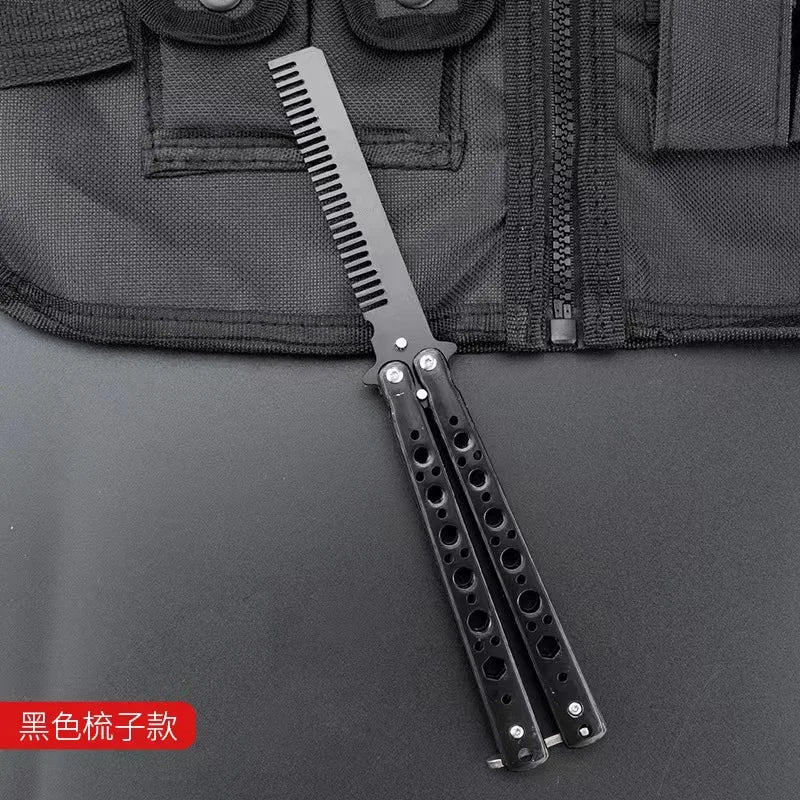 Foldable Comb Stainless Steel Practice Training Butterfly Comb