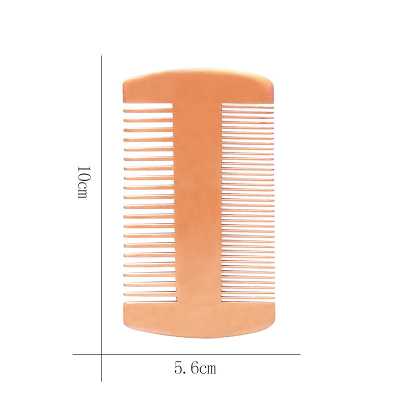 Natural Wood Hair Brush Beard Comb with PU Leather Case
