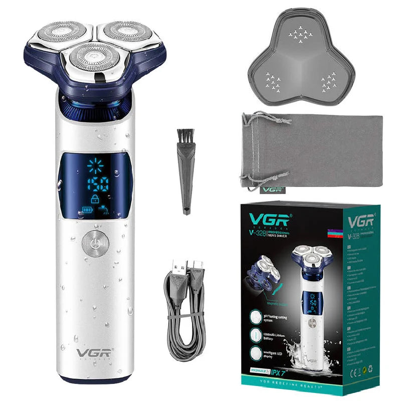 VGR 3D Pro Electric Shaver For Men Washable Beard Rotary
