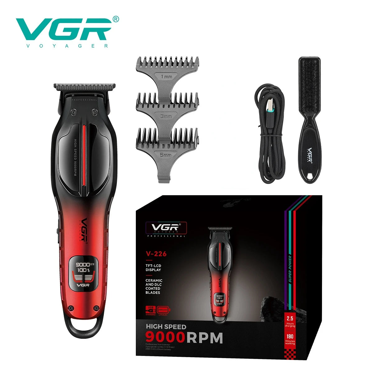 VGR Hair Trimmer Professional 9000 RPM Hair Clipper V-226