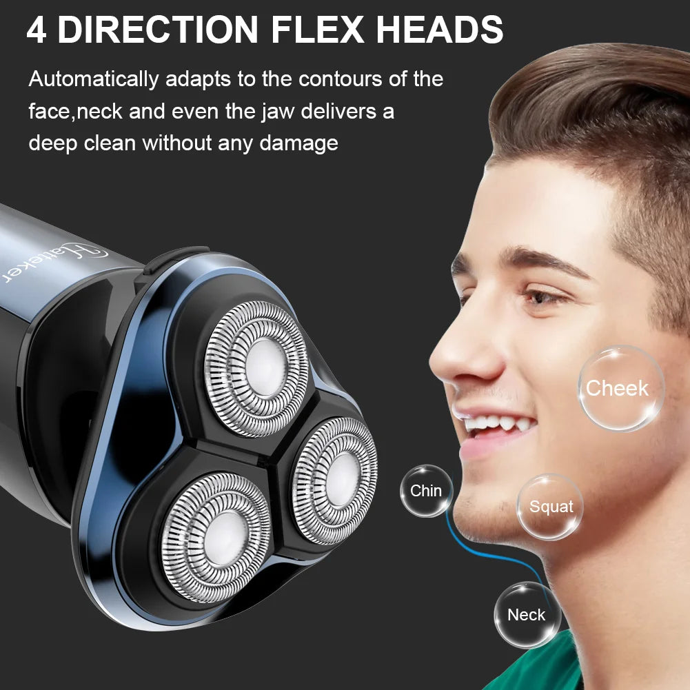 HATTEKER Rotary Electric Shaver Men's 3-in-1 Grooming Kit