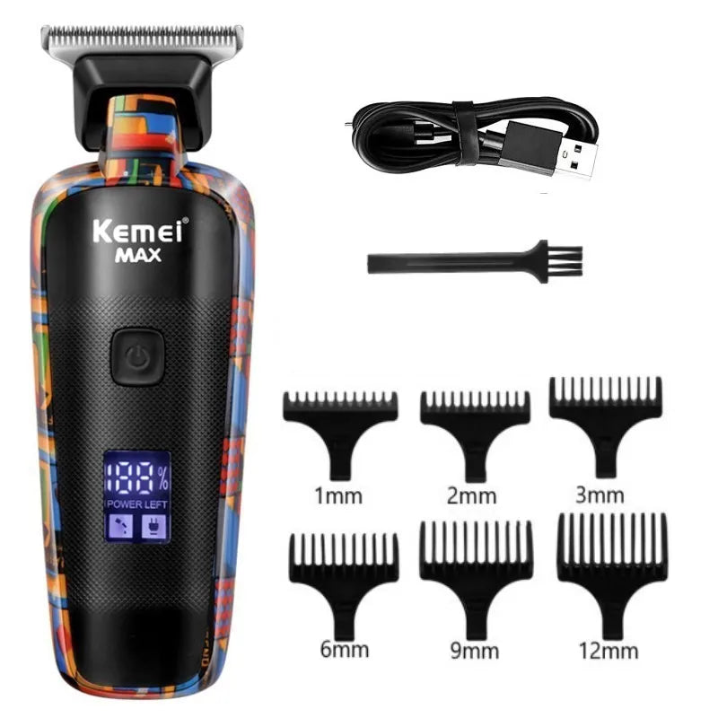Kemei Professional Men Barber Hair Clipper Fashion Graffiti