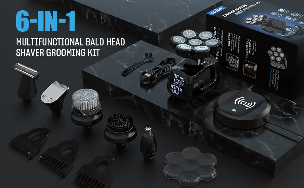 SEJOY 6-in-1 Multifunctional 7D Head Shavers for Bald Men