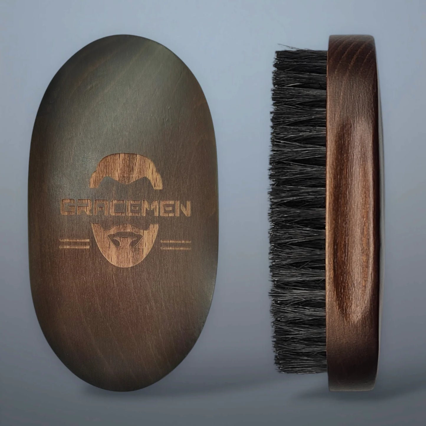 Premium Dark Retro Beard Brush Oval Facial Brush