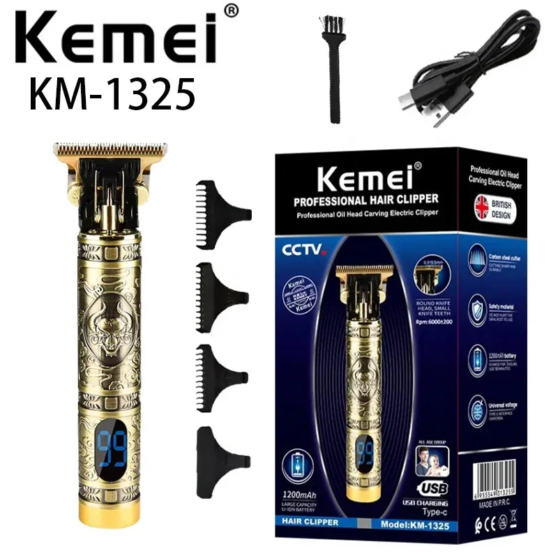 Usb Charging Carbon Steel Cutter Head Clippers Kemei