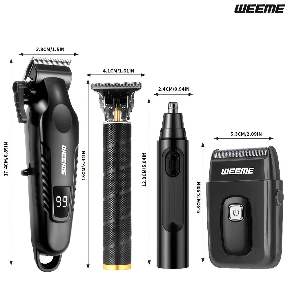 4 in 1 Men Grooming Kit LCD Display USB Rechargeable Hair Clipper