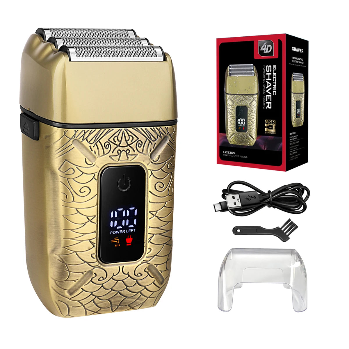 KIKIDO 3-Blade Electric Shaver IPX6 Waterproof Beard Trimmer