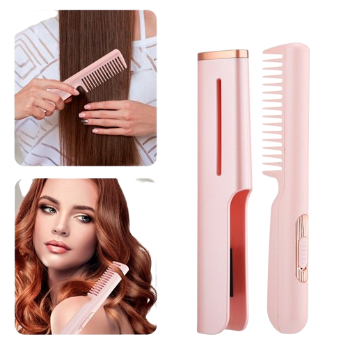 Electric Hair Straightener Brush Comb Mini Hair Curler