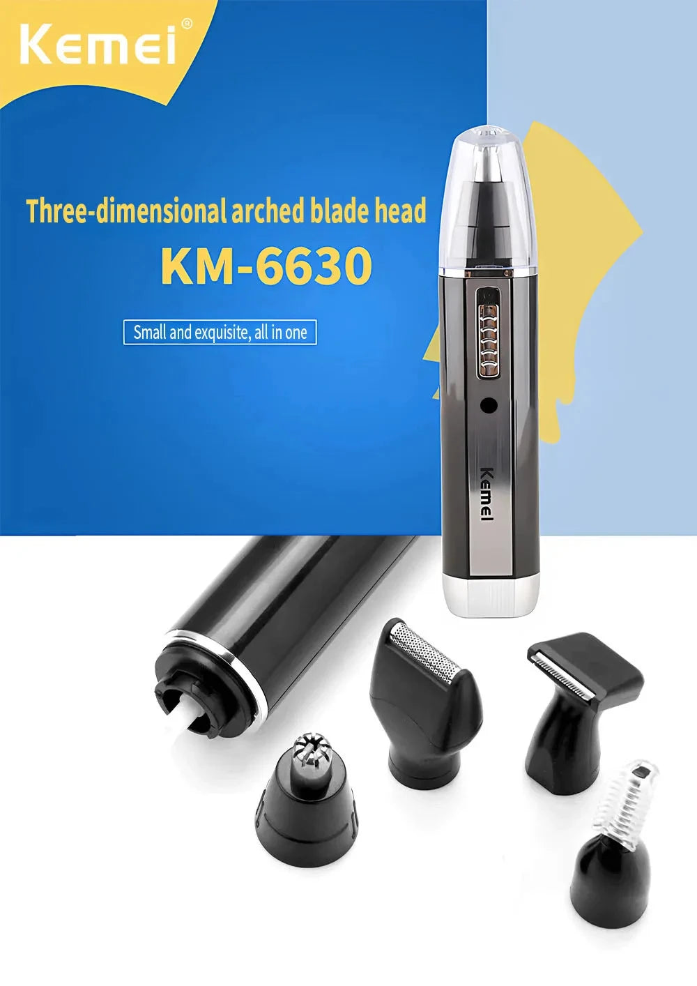 Kemei KM-6630 4 in 1 Nose Eyebrow Hair Beard Trimmer for Men