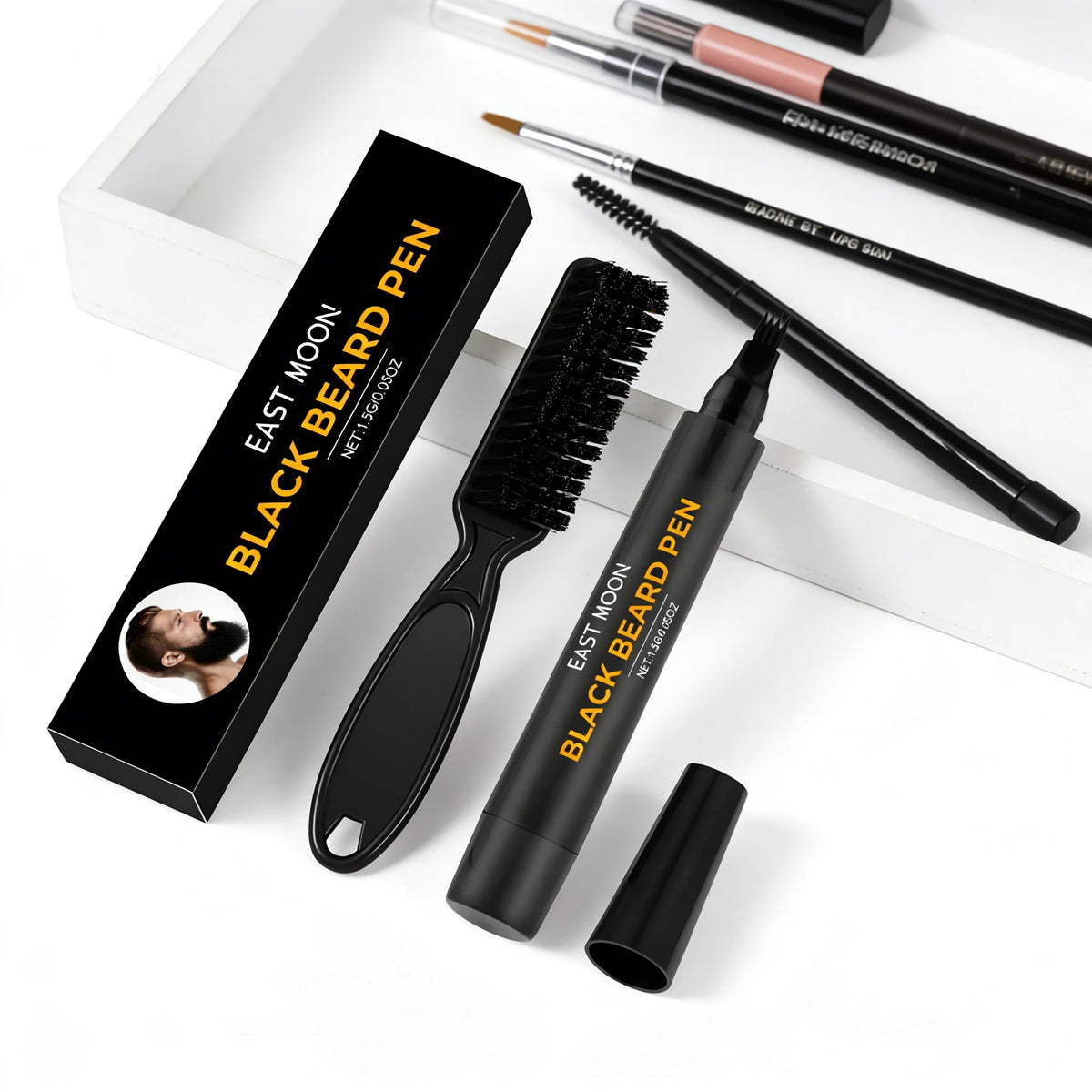 East Moon Black Beard Filler Pen with Brush Fast Permanent Coloring