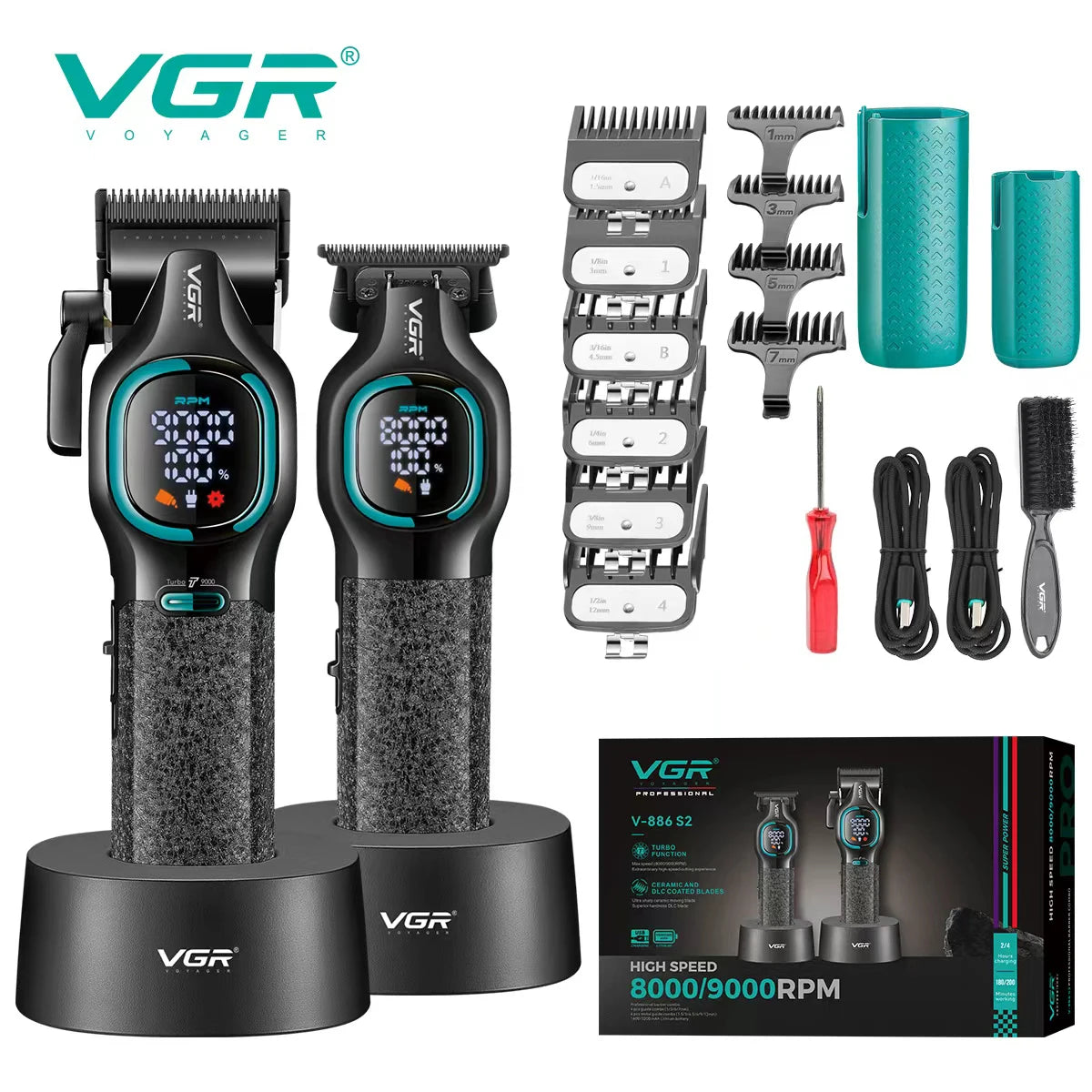 VGR high-end hair trimmer two-piece set V-886 S2