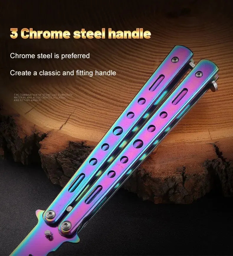 Foldable Comb Stainless Steel Butterfly Knife Comb Beard Moustache