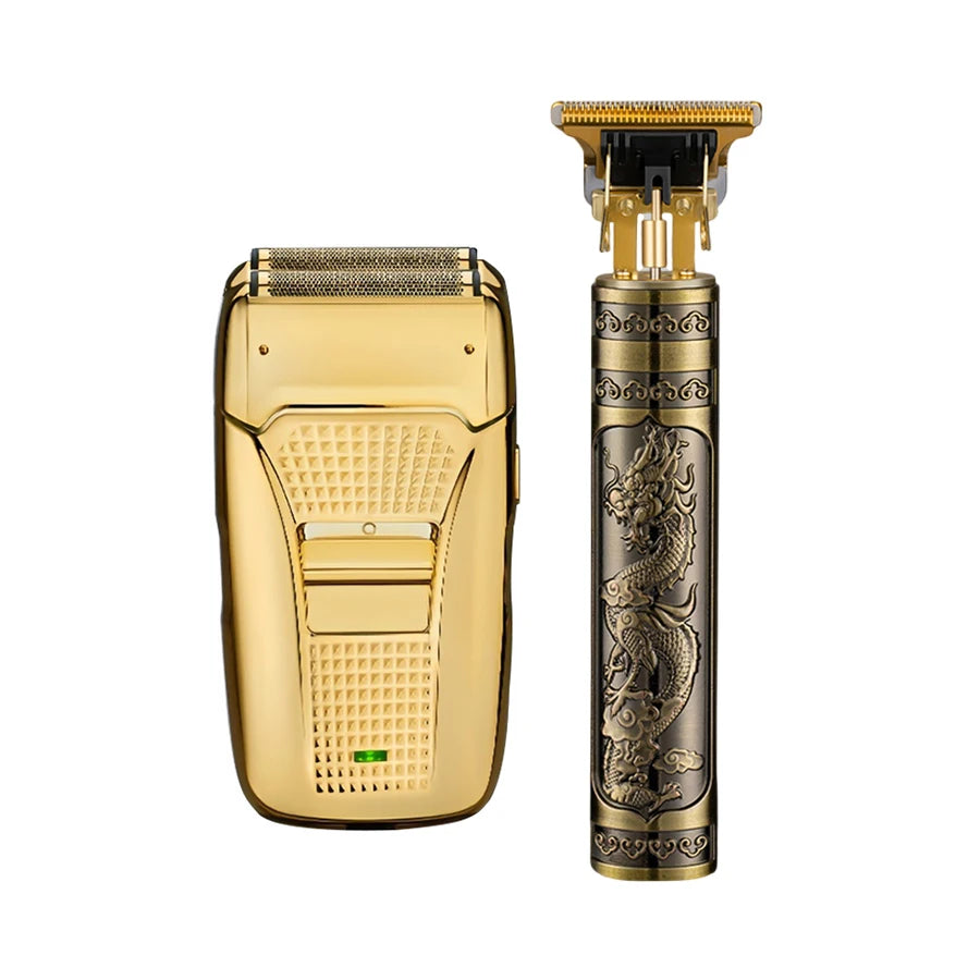 Men's hair clipper and electric shaver set for beards