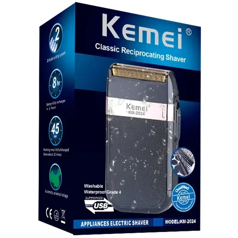 Kemei Rechargeable Shaver For Men Washable Electric Shaver