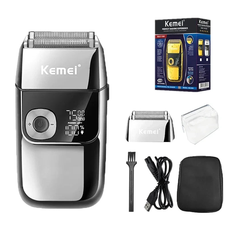 Kemei KM-2028 Men's Electric Metal Shaver LED Display Shavers