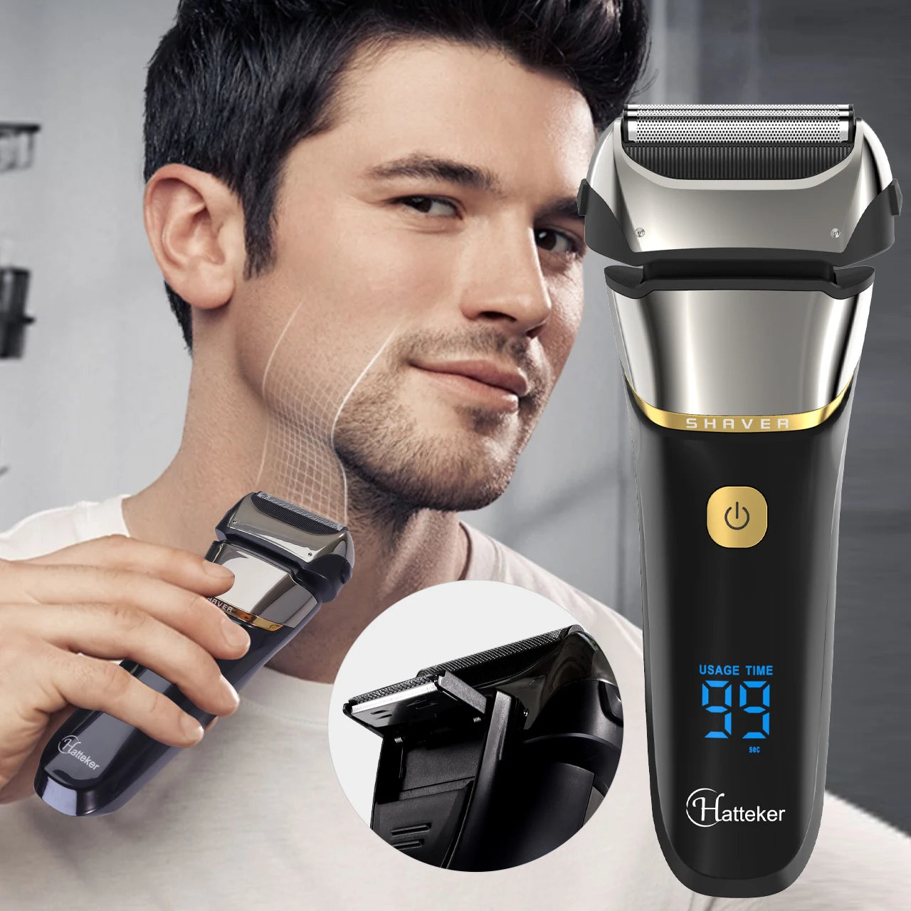 Hatteker Foil Electric Shaver 4D For Men Rechargeable HT-909