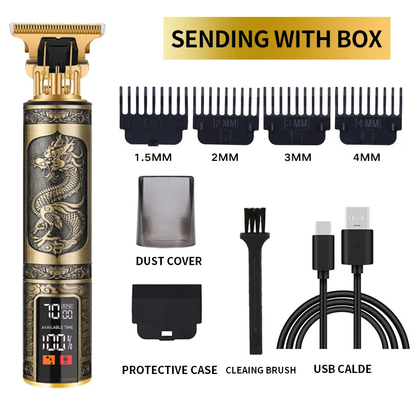 Electric Barber T9 Upgraded LCD Rechargeable Retro Oil Head