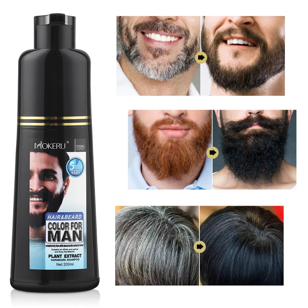 Natural Permanent Beard Dye Shampoo Repair Beard Coloring