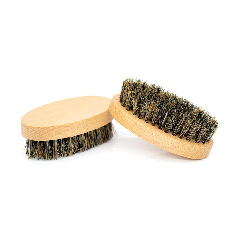 Natural Boar Bristle Beard Brush for Men Bamboo Face Massage