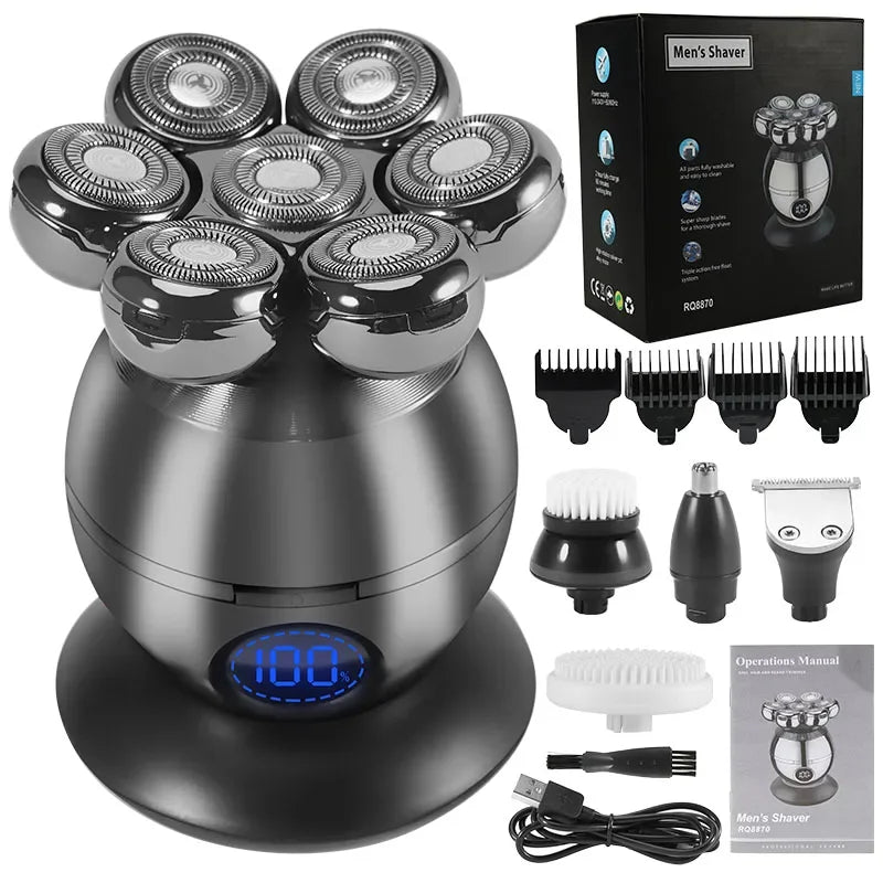 Electric Shaver 7D Floating Cutter Head Base Skull Shaver Shaving