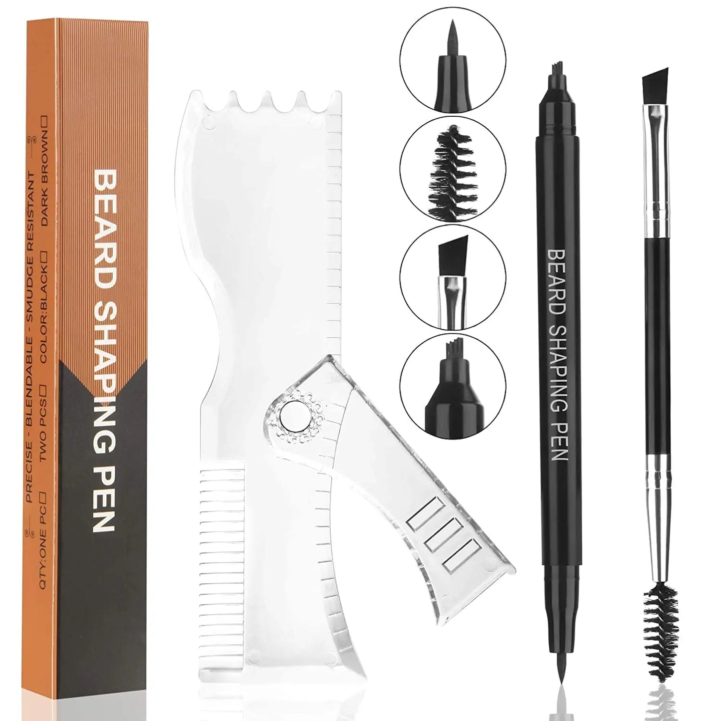 Waterproof Beard Pen 2-in-1 Beard Filler Pencil with Brush