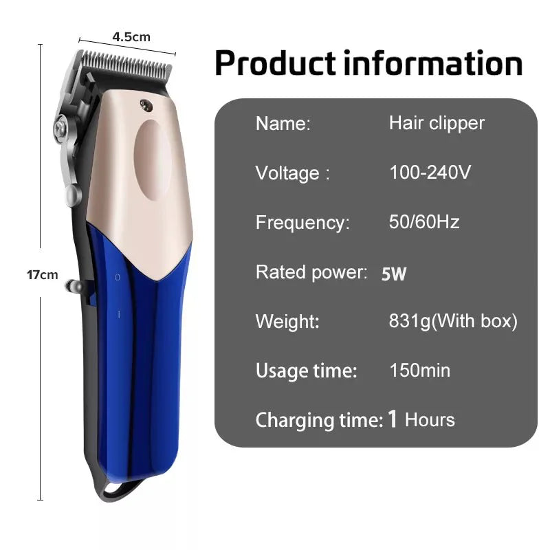 Professional Electric Hair Clipper Cordless Hair Trimmer Strong Power