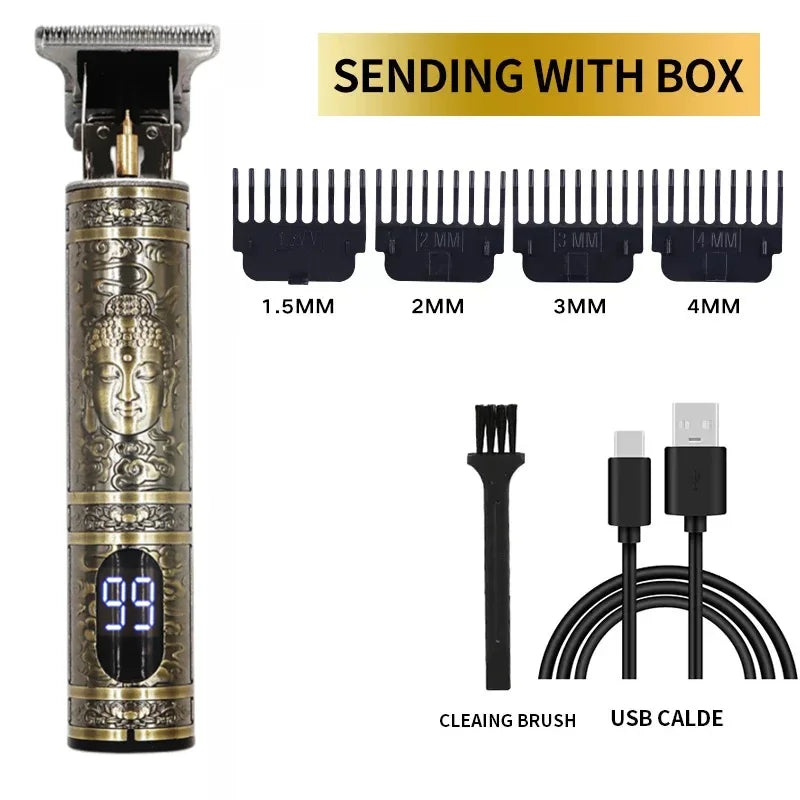 Electric Barber T9 Upgraded LCD Rechargeable Retro Oil Head Carving