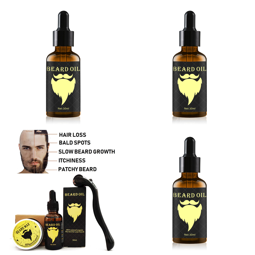 Beard Care Kit with Microneedle Roller - Sage Beard Oil & Wax Set for Growth, Softening, and Styling