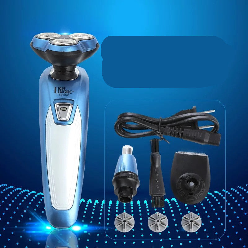 Triple Head Electric Shaving Machine 3W 220V with Nose Hair Trimmer Set 400g