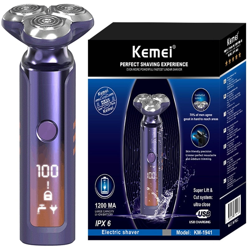 Kemei 7-in-1 Men's 3D Electric Shaver & Beard Trimmer