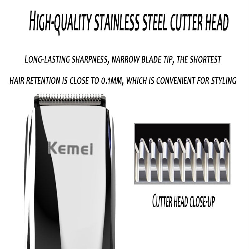 Kemei 302S Beard Trimmer LCD Display Corded Cordless Adjustable Length Carbon Steel Blades Lithium Battery CE Certified