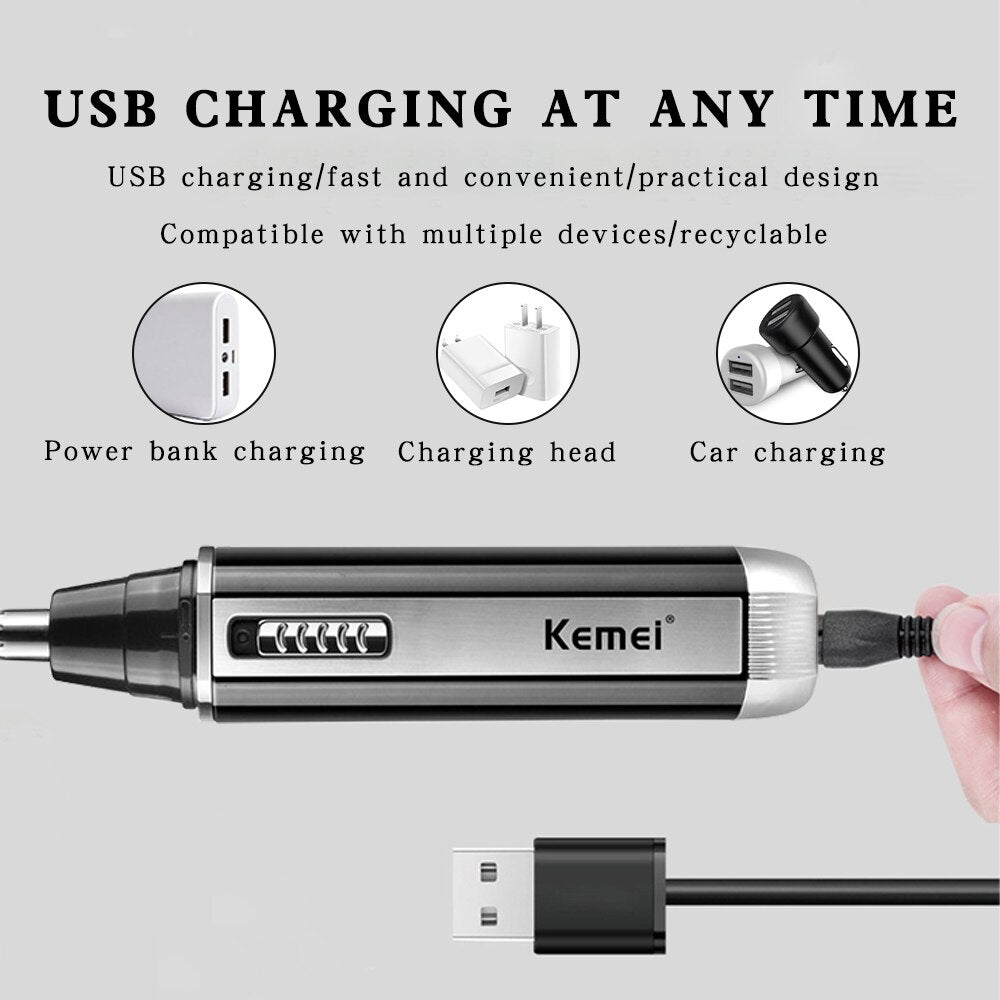 Rechargeable 4 in 1 Grooming Kit Hair Nose Beard Ear Trimmer USB Charging CE Certified