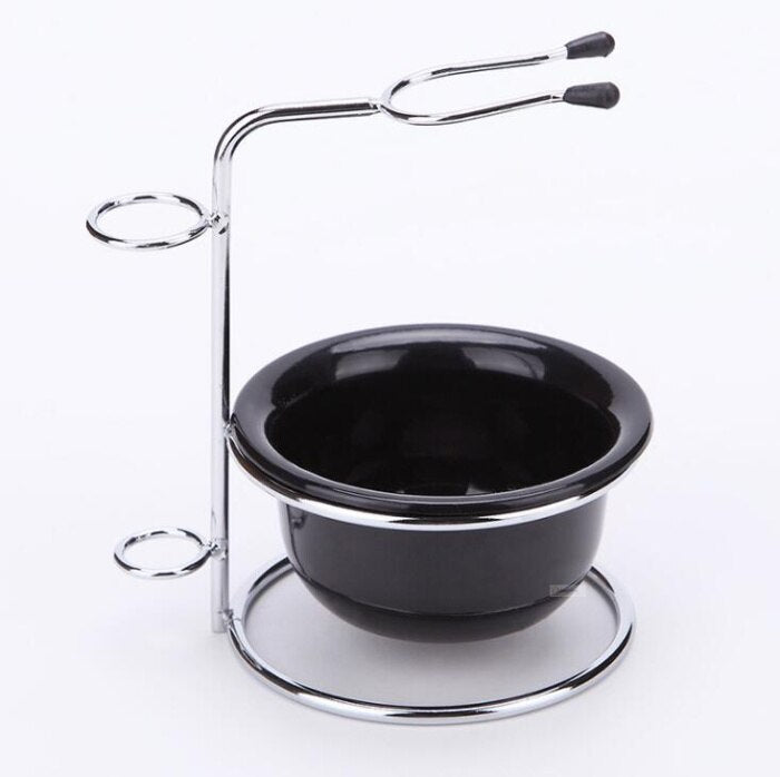 Men shaving brush bowl with holder razor