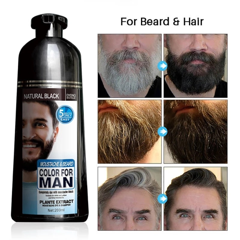 Natural Black Beard Dye Cream Men Mustache Beard Cream