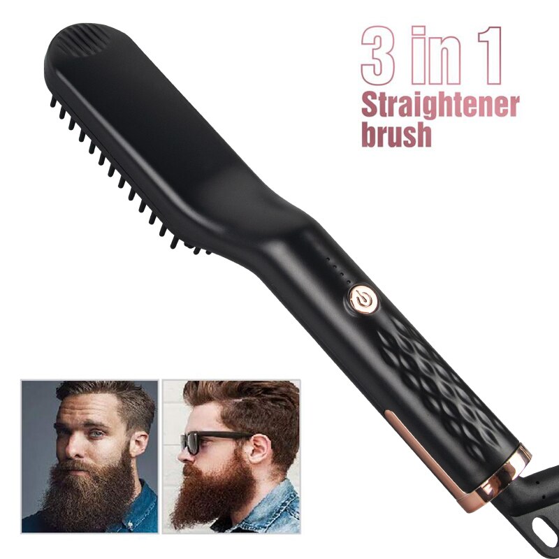 3 in 1 Hair Straightener Hair Comb Brush Beard Straightener Comb Hair Curler Quick Hair Styler