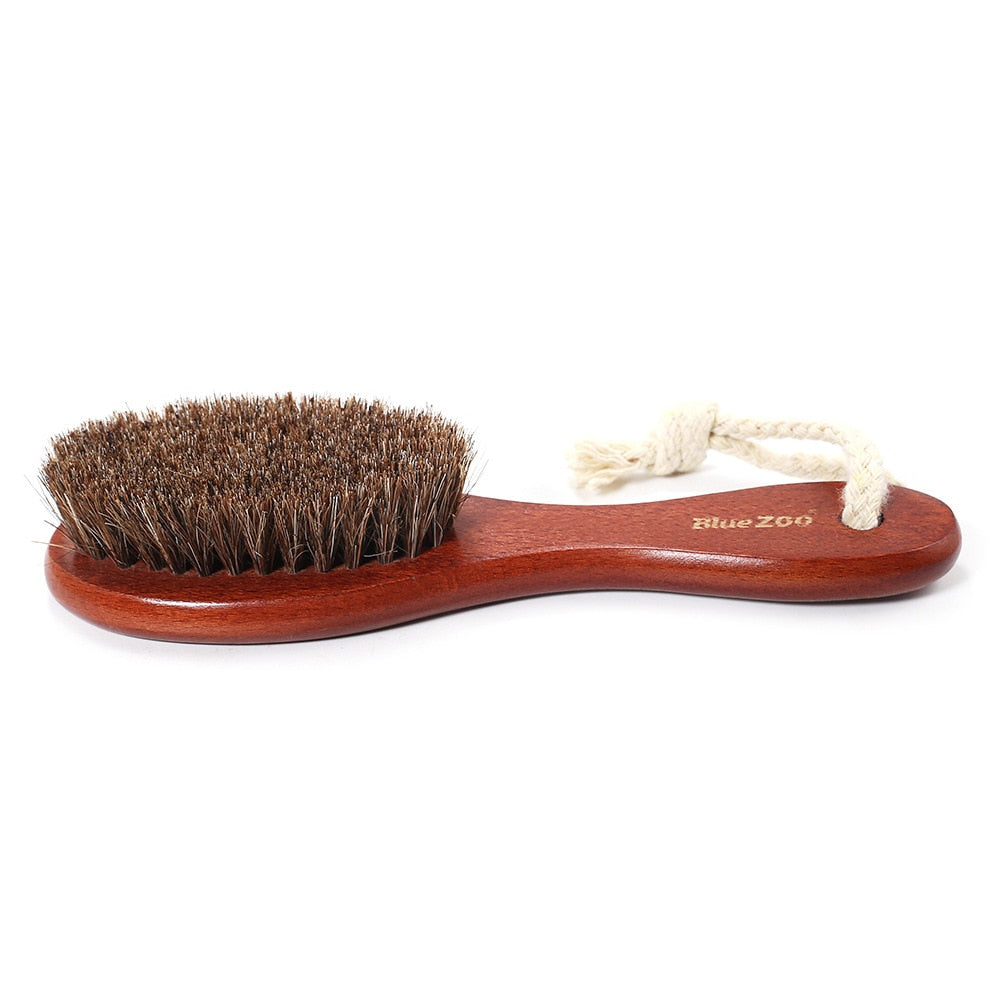 Pure Horse Hair Grooming Brush Collection Wooden Beard Brush Comb Wave Brush Shoe Brush Single Unit Options for Men