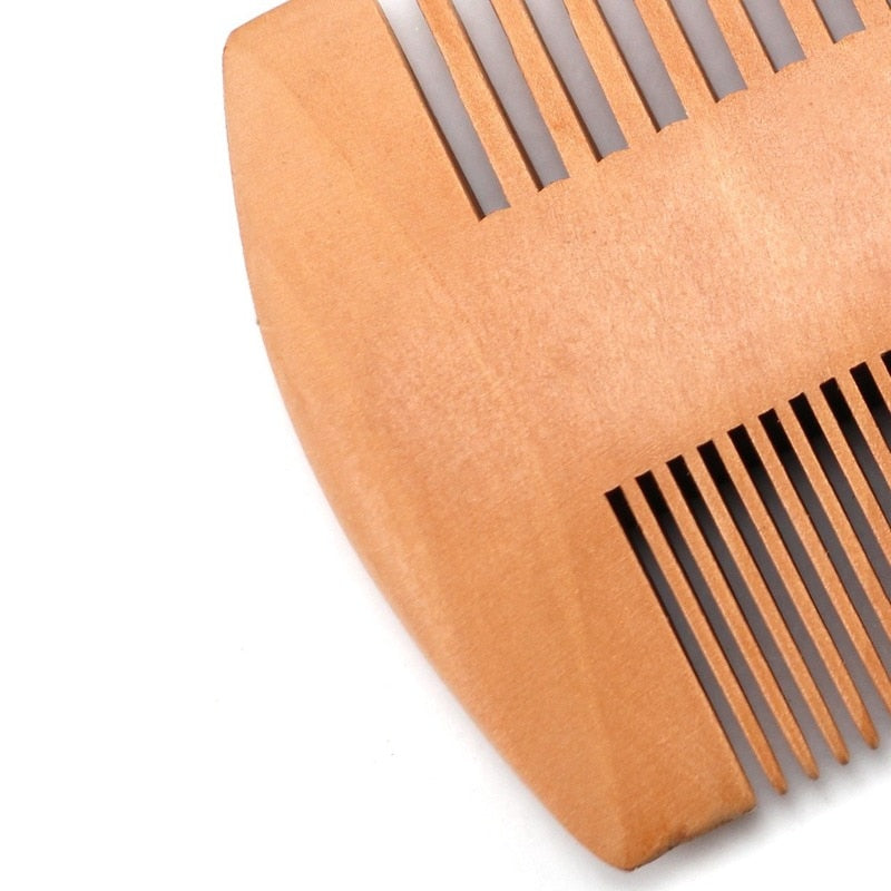 Beard Comb Kit for Men Wooden Comb with PU Leather Case