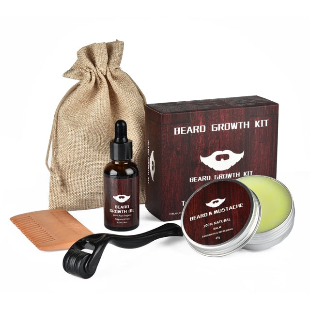 5 Pieces Set Beard Kit Styling Tool Beard Bib Aprons Balm Beard Oil