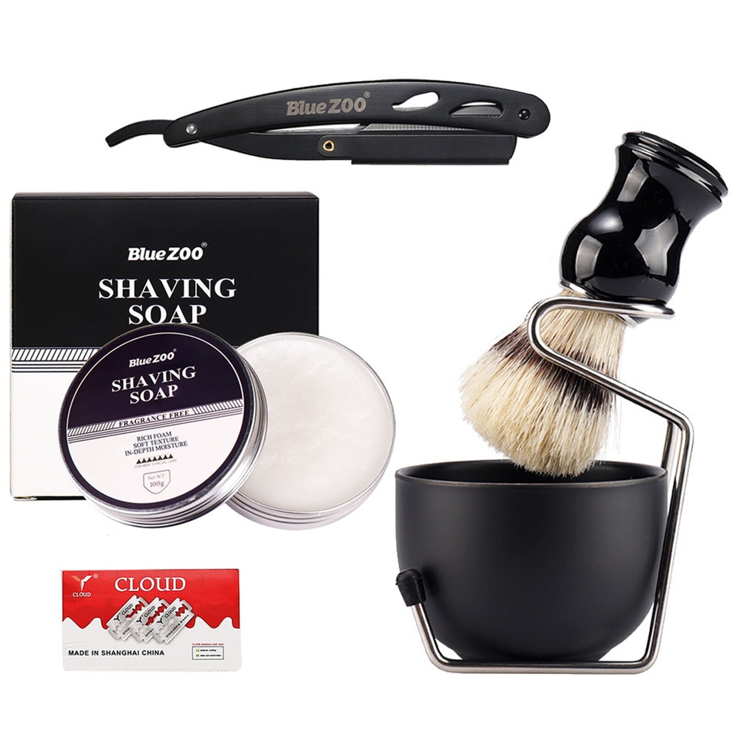 6 pieces Men Beard Shave Care Kit 100g Shaving Soap brush